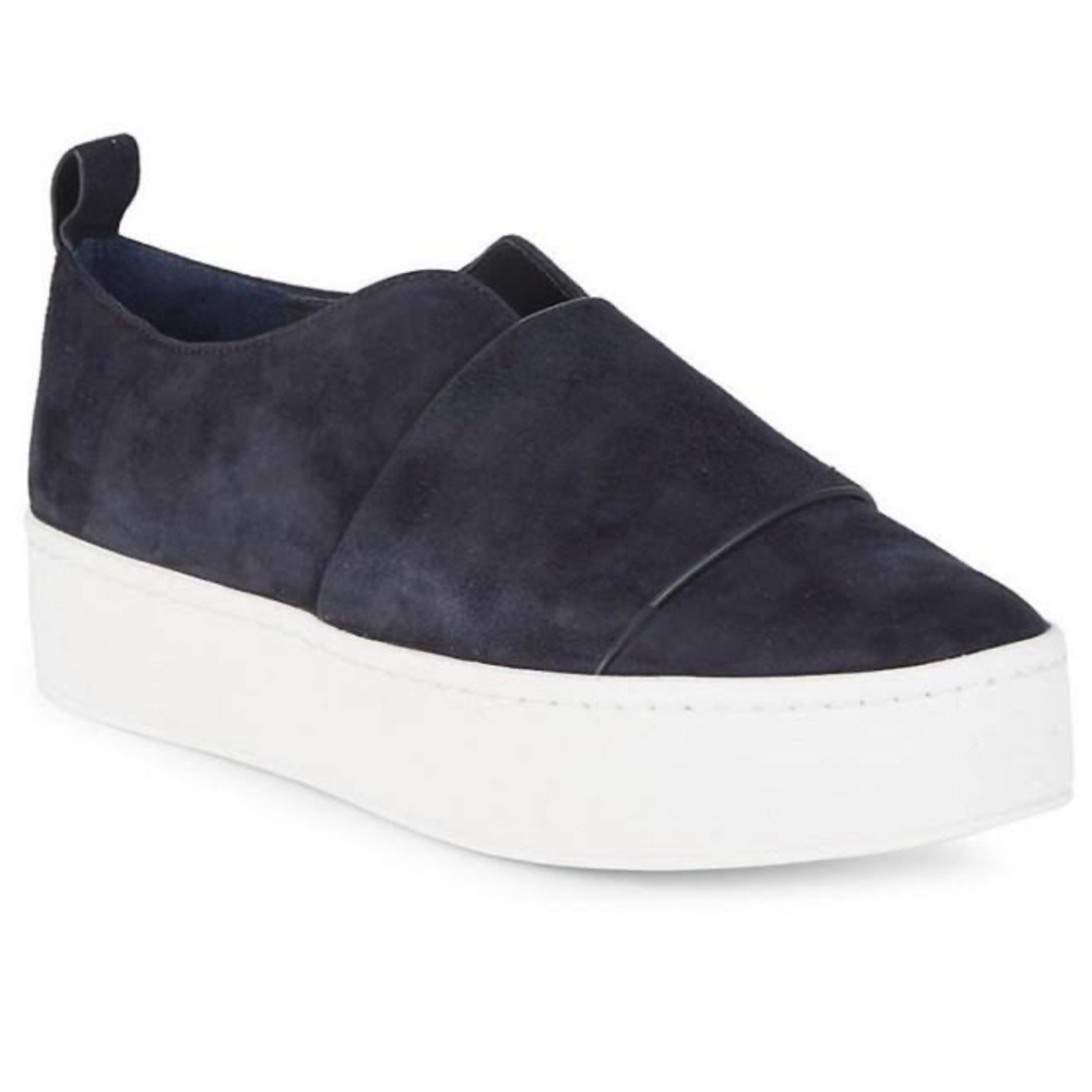 VINCE Wallace Suede Platform Sneaker, Navy Blue, size 8